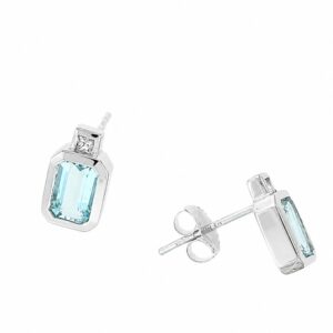 WHITE GOLD AQUAMARINE & DIAMOND EARRINGS EWS13372AQ