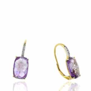 YELLOW GOLD AMETHYST & DIAMOND EARRINGS E10229RA