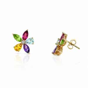 ROSE GOLD MULTI COLORED STONE & DIAMOND EARRINGS ER12629SMT