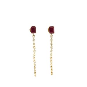 YELLOW GOLD RUBY & DIAMOND EARRINGS H3452RB