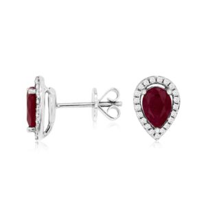 WHITE GOLD RUBY & DIAMOND EARRINGS WC7394R