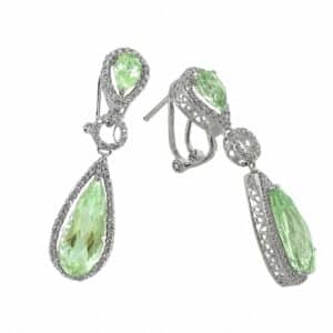 WHITE GOLD GREEN AMETHYST & DIAMOND EARRINGS EW9772GA