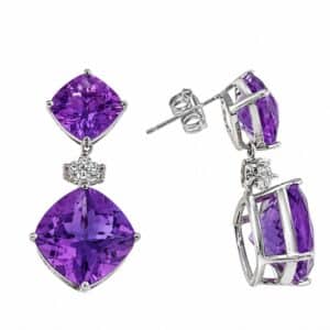 WHITE GOLD AMETHYST & DIAMOND EARRINGS EW9432A