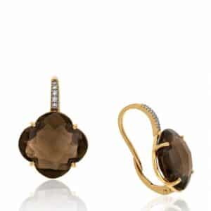 YELLOW GOLD TOPAZ & DIAMOND EARRINGS E10224ST