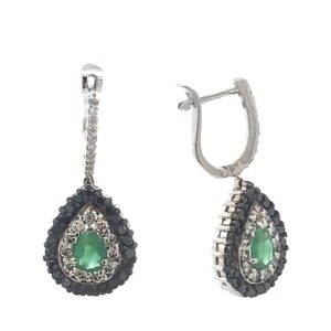 WHITE GOLD EMERALD & DIAMOND EARRINGS EW13536BKE