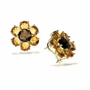YELLOW GOLD CITRINE & TOPAZ EARRINGS E10651CTST