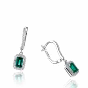 WHITE GOLD EMERALD & DIAMOND EARRINGS EW11916E