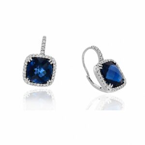 WHITE GOLD BLUE TOPAZ & DIAMOND EARRINGS EW9820BT