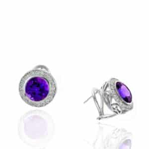 WHITE GOLD AMETHYST & DIAMOND EARRINGS EW8271A