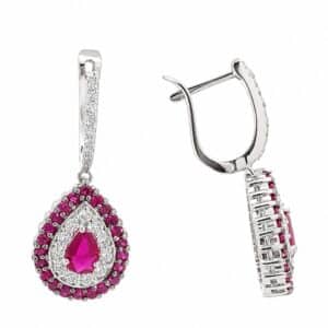 WHITE GOLD RUBY & DIAMOND EARRINGS EW13536R