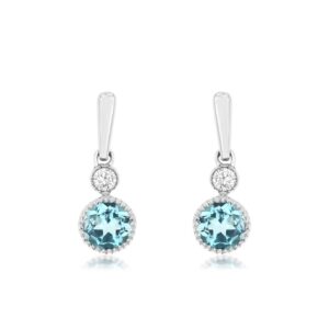 WHITE GOLD BLUE TOPAZ & DIAMOND EARRING WH1857B