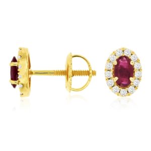 YELLOW GOLD RUBY & DIAMOND EARRINGS C9255RB