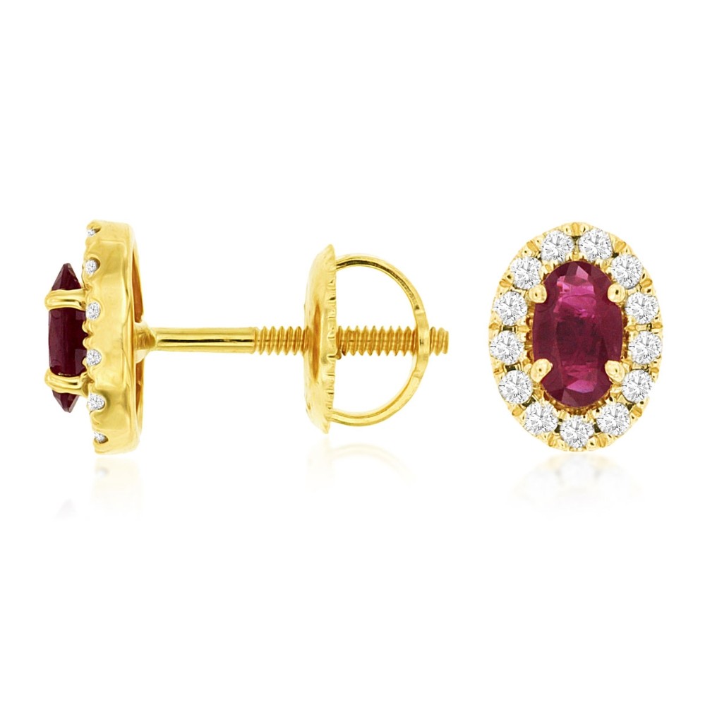 YELLOW GOLD RUBY & DIAMOND EARRINGS C9255RB