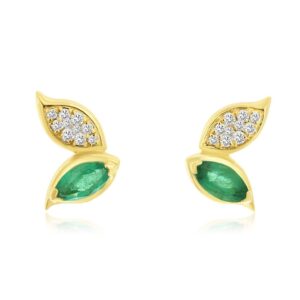 YELLOW GOLD EMERALD & DIAMOND EARRINGS H3939EM