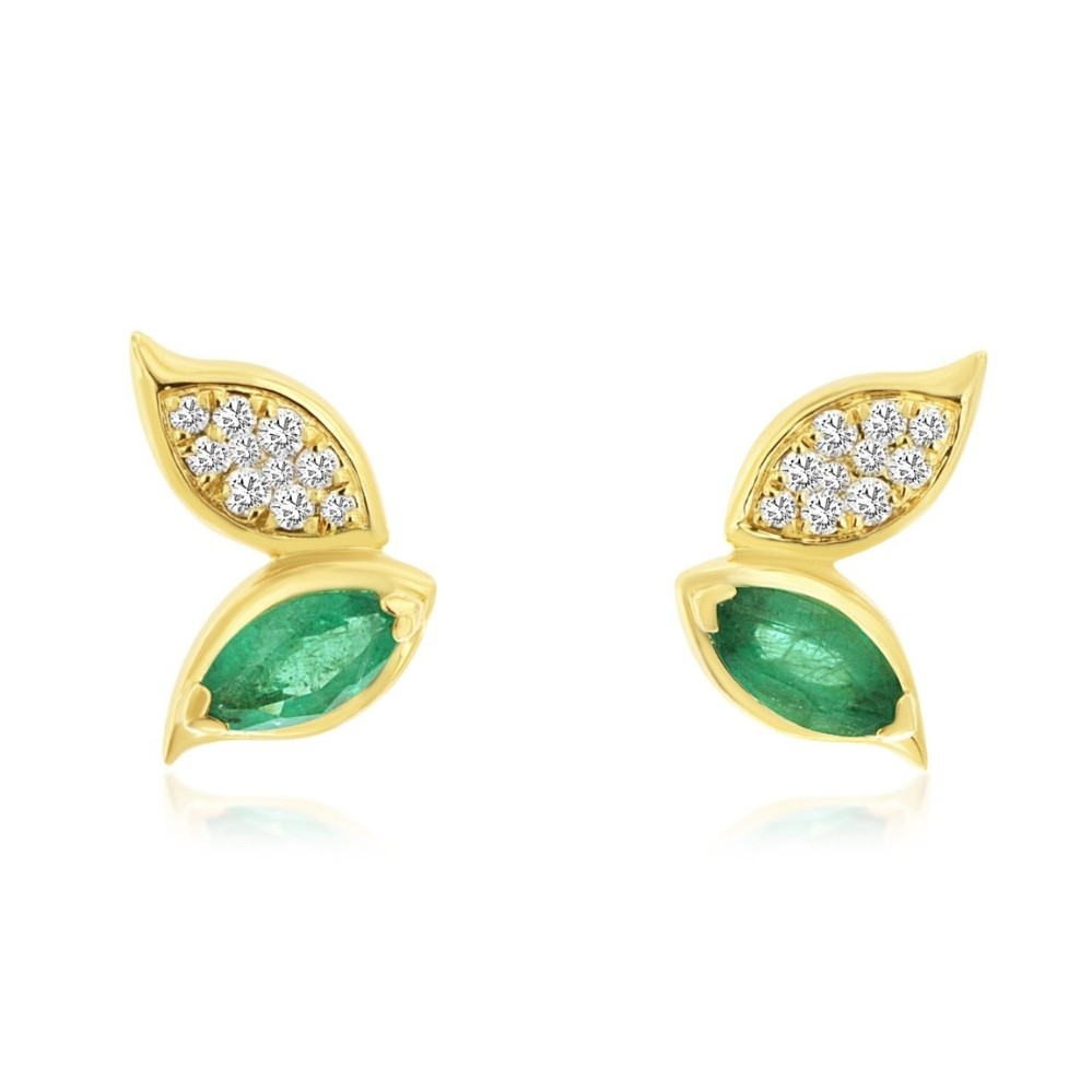 YELLOW GOLD EMERALD & DIAMOND EARRINGS H3939EM