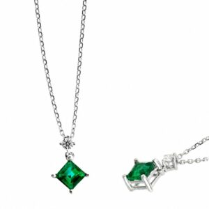 WHITE GOLD EMERALD & DIAMOND PENDANT PWS13236E