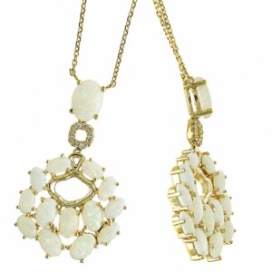 YELLOW GOLD OPAL & DIAMOND NECKLACE P12556PL