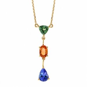 ROSE GOLD MULTI COLORED STONES & DIAMOND NECKLACE PR13264MT