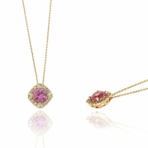 ROSE GOLD PINK SAPPHIRE & DIAMOND PENDANT PR13083PS