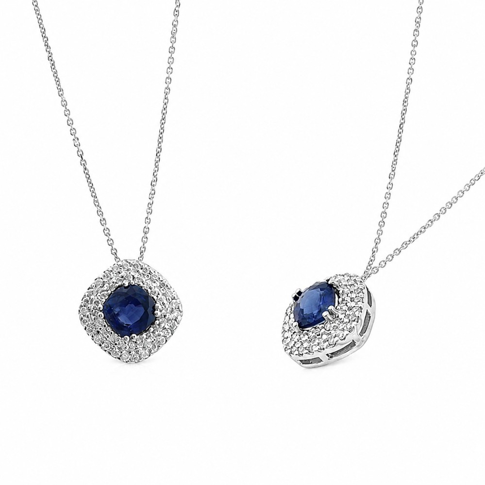 WHITE GOLD SAPPHIRE & DIAMOND PENDANT PW13395S