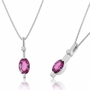 WHITE GOLD PINK SAPPHIRE & DIAMOND PENDANT PWCP8085PS