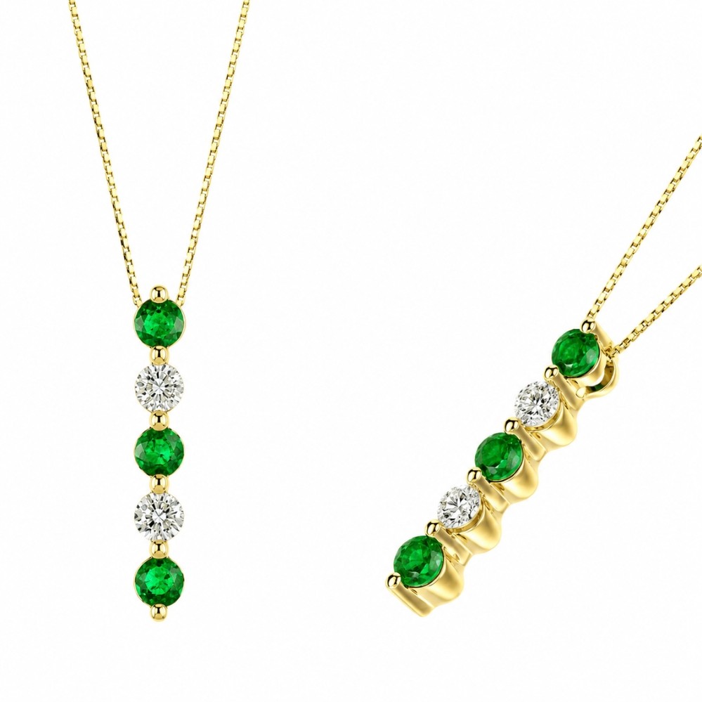 YELLOW GOLD EMERALD & DIAMOND PENDANT PCP7646E18KT