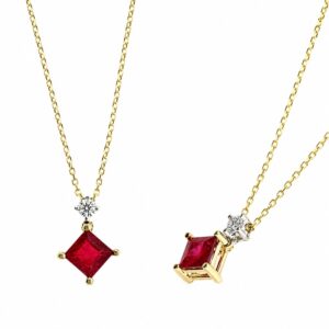YELLOW GOLD RUBY & DIAMOND PENDANT P13236R18KT