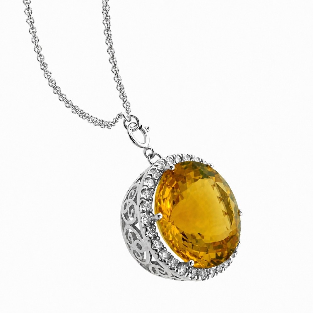 WHITE GOLD CITRINE & DIAMOND PENDANT PWC8934CT