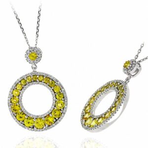 WHITE GOLD YELLOW SAPPHIRE & DIAMOND PENDANT PW12959YS