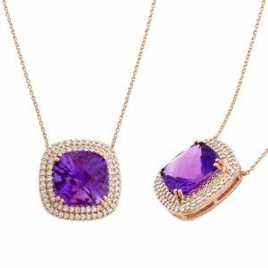 ROSE GOLD AMETHYST & DIAMOND PENDANT PR13404A