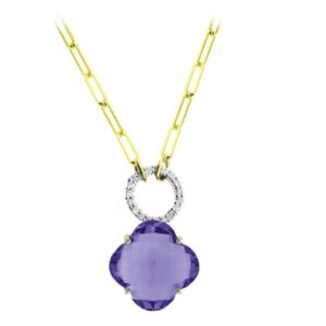 YELLOW GOLD AMETHYST & DIAMOND NECKLACE N13642A