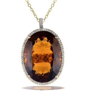 YELLOW GOLD QUARTZ & DIAMOND NECKLACE P11656CQ