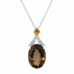 WHITE GOLD TOPAZ, CITRINE & DIAMOND PENDANT PWC9389STCT