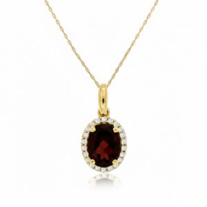 YELLOW GOLD GARNET & DIAMOND PENDANT C6749G