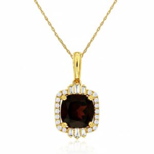 YELLOW GOLD GARNET & DIAMOND PENDANT C9575G