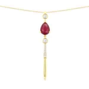 YELLOW GOLD RUBY & DIAMOND PENDANT H3755RB
