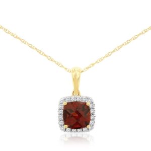 YELLOW GOLD GARNET & DIAMOND PENDANT C5132G