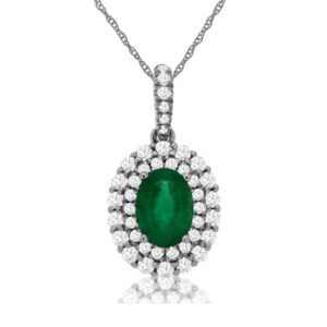 WHITE GOLD EMERALD & DIAMOND PENDANT WC8531E