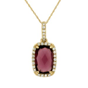 YELLOW GOLD RHODOLITE & DIAMOND PENDANT C6368RL