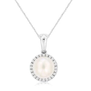 WHITE GOLD PEARL & DIAMOND PENDANT WH2237P