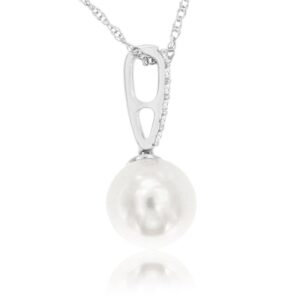 WHITE GOLD PEARL & DIAMOND PENDANT WH2559P