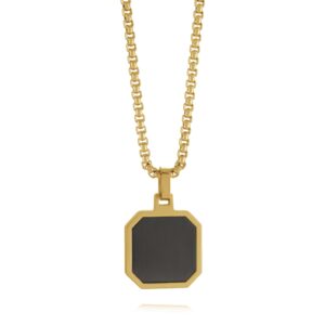 ITALGEM STEEL OCTAGON PENDANT SP319-GO