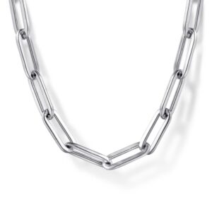 STERLING SILVER PAPERCLIP CHAIN NECKLACE NK6820-18SVJJJ