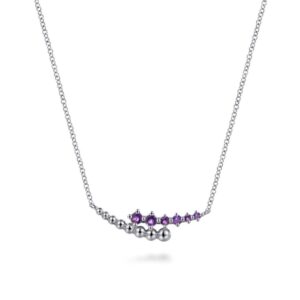 STERLING SILVER AMETHYST BYPASS BAR NECKLACE NK7906SVJAM
