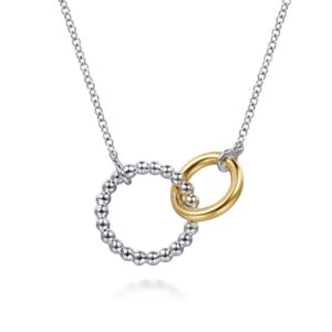 STERLING SILVER & YELLOW GOLD INTERLOCKING PENDANT NECKLACE NK8166MZJJJ