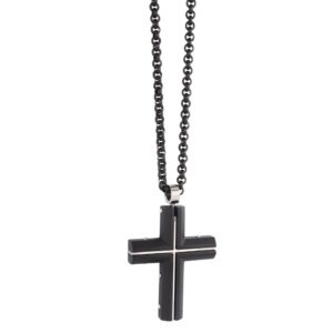 ITALGEM STEEL BLACK-IP CROSS NECKLACE SC37