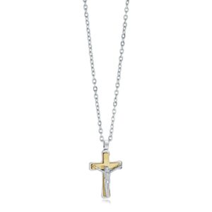 ITALGEM STEEL GOLD-IP MICRO-CRUCIFIX NECKLACE SC246