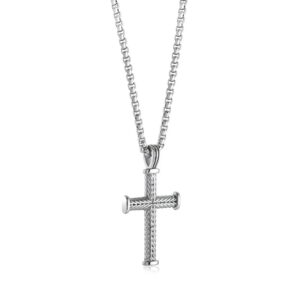 ITALGEM STEEL MICRO WAVE-CROSS NECKLACE SC283