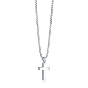 ITALGEM STEEL POLISHED CROSS NECKLACE SC234