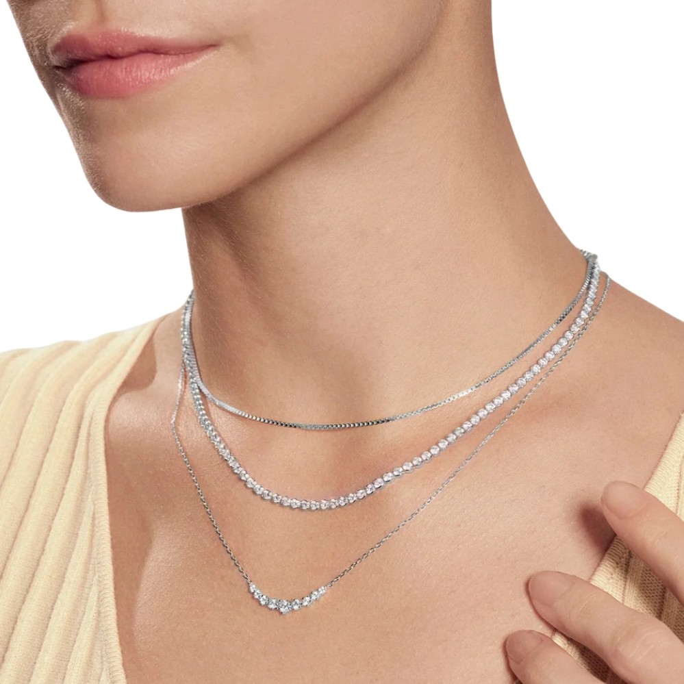 ANIA HAIE SILVER GRADUATED PAVE ARC NECKLACE N079-02H